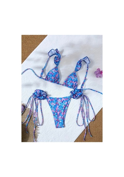 Lilly Fleur D Azur Çiçek Desenli Bikini Takımı Mavi Mavi