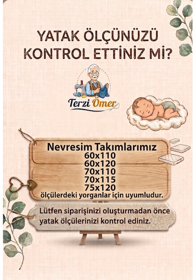 %100 Pamuk Sevimli Penguen Desenli Bebek Nevresim Takımı - Sarı / Beyaz 3'lü Set