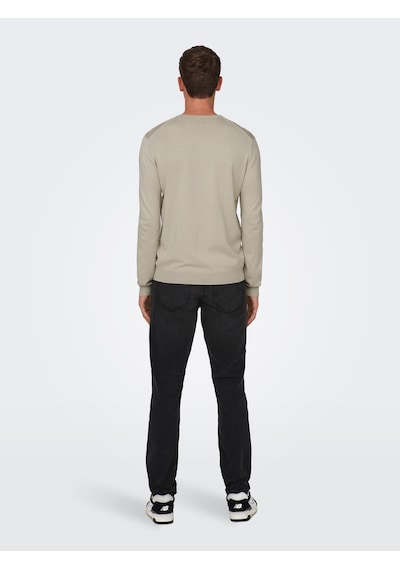 Only & Sons Erkek Bisiklet Yaka Regular Fit Kazak - 22020088 Bej