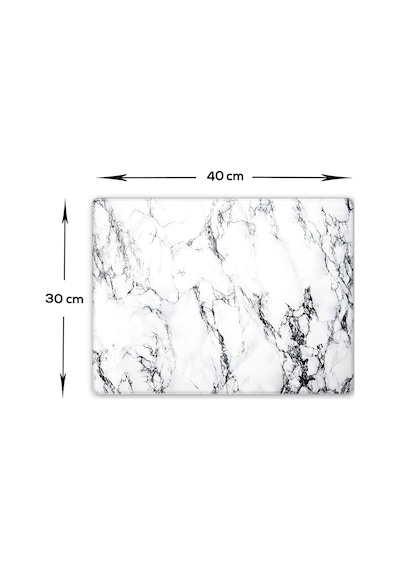 Decorita Beyaz Mermer Görünümlü Cam Kesme Tahtası 30 x 40 CM