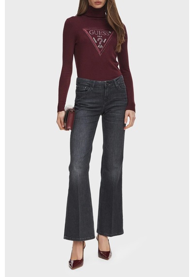 Guess Ls Tn Hallie Triangle Logolu Regular Fit Balıkçı Yaka Kazak W6br54z1455 Kadın Kazak W6br54 Z1455 G596 Bordo