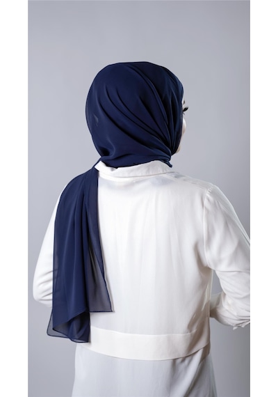 Hürrem Bone Lacivert Pratik Hazır Geçmeli Şal Şifon Kumaş Hijab Bone 3009 02