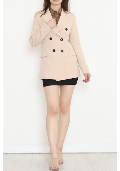 Düğmeli Blazer Ceket Bej - 354.1247. Çok Renkli