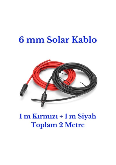 6 mm Mc4 Soketli 2 Metre (1m+1m) Güneş Paneli Solar Kablo