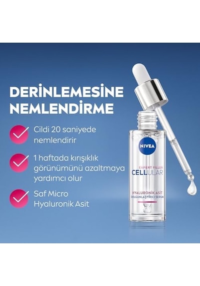 Cellular Expert Filler Nemlendirici Cilt Serumu 30ml,kırışıklık Karşıtı,dolgunlaştırıcı,saf Hyaluronik Asit,tüm Cilt Tipleri