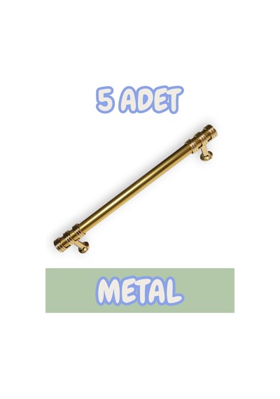 Nesli Alüminyum Metal Lüks Modern Mobilya Çekmece Mutfak Dolabı Kulpu Altın 160mm 5 Adet Altın