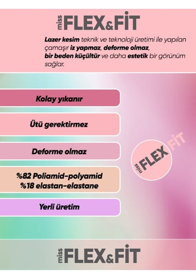 Missflex Fit Lazer Kesim Göbek Toparlayıcı Yüksek Bel Silikonlu Silip Korse Ten