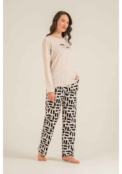 Pierre Cardin Kadın Better Than Yesterday Krem Uzun Kol Pijama Takım Pc9299-s-v1 Pc9299-s-v1
