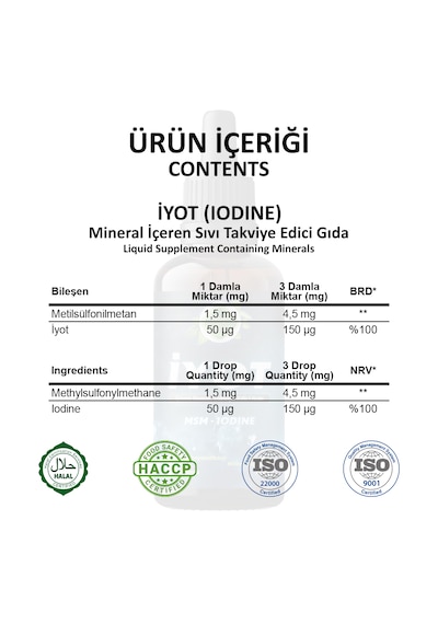 Gökçek Şifa Msm Iyot Msm Iodine 50 ML