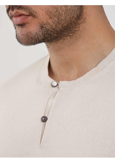 Dufy Bej Erkek Slim Fit Düz Düğmeli O Yaka Kazak - 104641-bej Bej