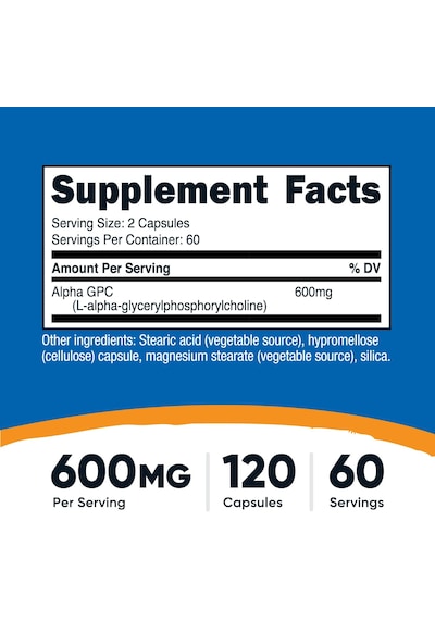 Nutricost Alpha Gpc Non-gmo And Gluten Free 600 Mg 120 Kapsül Usa Menşeii Orijinal Dmmedicineden