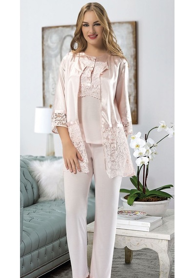 Cojans Pudra Penye Pijama Takımı Çok Renkli