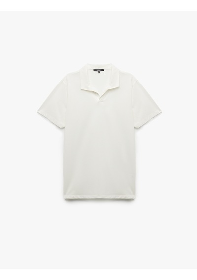 Koton Regular Fit Kısa Kollu Pike Kumaş Pamuklu Polo Yaka Tişört Ekru 6wam10027mk Ekru