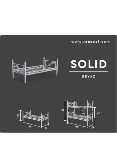 Ranzaci Solid Ranza 90x190 Genç Çocuk Yatak Odası Metal Ranza Beyaz