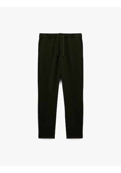 Koton Viskon Karışımlı Cepli Regular Fit Beli Bağcıklı Pantolon Haki 6wam40024hk Haki