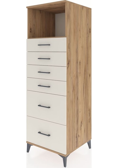 Kronos Dolap Tek Raflı 6 Çekmeceli 60x59x182 Çam-aytaşı Çam