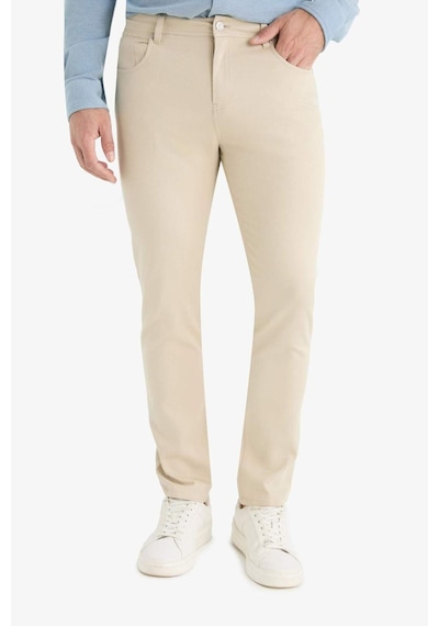 Defacto Slim Fit Dar Kesim Dar Paça Dokulu Pantolon E7959ax25aubg359 Bej