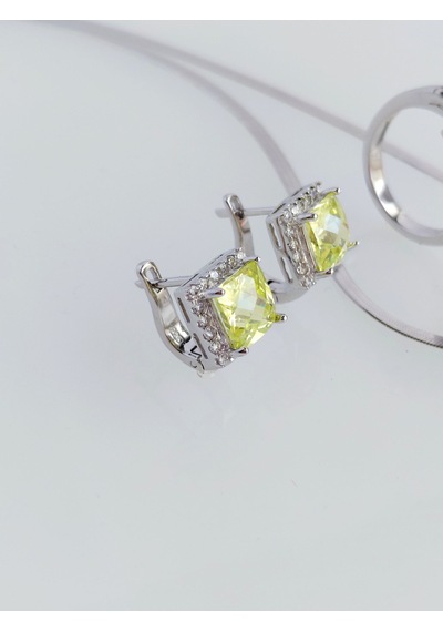 925 Ayar Gümüş Zebercet Peridot Doğal Taşlı Baget Tasarım Kadın Mücevher Set Kolye Küpe Yüzük S.255