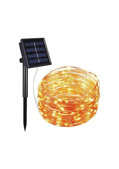Schulzz Solar Güneş 12 Metre 100 Led Enerjili Dış Bahçe Aydınlatma Su Geçirmez Led