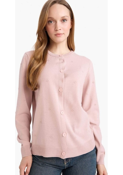 Defacto Regular Fit Bisiklet Yaka Triko Hırka G7634ax26sppn681 Pembe-pn681