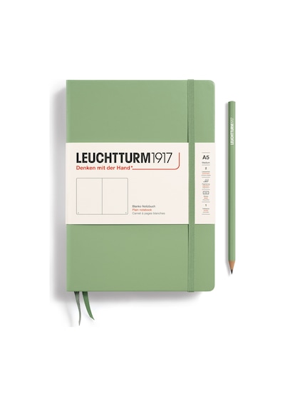 Leuchtturm1917 Not Defteri Orta Boy A5 , Sert Kapak, 251 Numaralandırılmış Sayfa, Düz, Adaçayı Yeşil