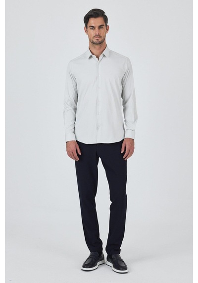 İmza Beyaz Sert Yaka Cepsiz Gabardin Uzun Kol Slim Fit Esnek Gömlek 1004250229 Optik Beyaz