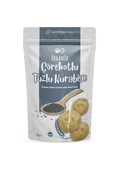 OG natural Organik Çörekotlu Tuzlu Kurabiye 150 Gr 150 G