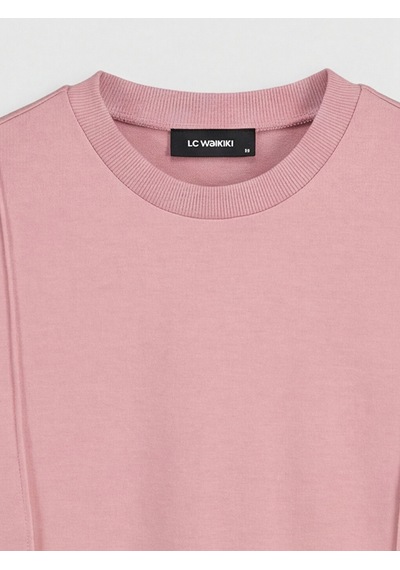 Lcwaıkıkı Classic Lila Bisiklet Yaka Kadın Sweatshirt Tunik
