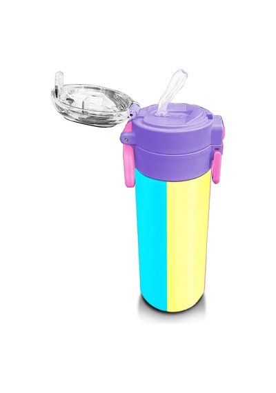 Coral High Kids Çok Renkli Desenli Pipetli Ve Direkt İçim Çelik Termos 500 Ml 31876 Pastel Pembe