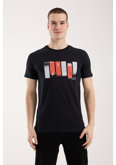 Maximodena Urban Form Grafik Baskılı Erkek Tişört Günlük Sportif Stil Siyah