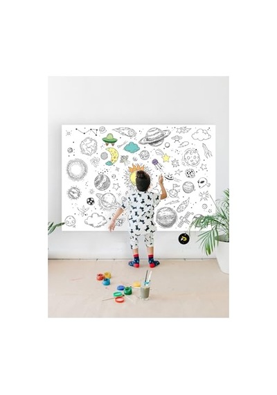 Pster21320 Galaksi, Uzay, Gezegenler Eğitici Dev Boyama Kağıdı, Çocuklar Için Aktivite Boyama Rulosu 90x130cm
