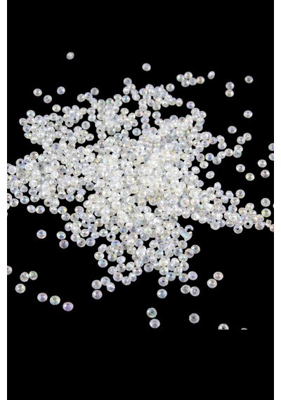 Beyaz Şeffaf 4 Mm Basık Boncuk Akseuar Takı Malzeme 25 Gr