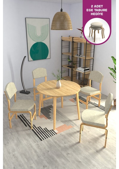 Vilinze Ege Sandalye Avanos Mdf Yuvarlak Ahşap Mutfak Masası Takımı - 90x90 Cm Beyaz Vilinze Ege Sandalye Avanos Mdf Yuvarlak Ahşap Mutfak Masası Takımı - 90x90 Cm Beyaz