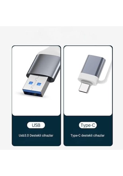 Lunatic 3360 Usb 3.0 Type C Hub 4 Port Çoklayıcı Çoğaltıcı Çevirici Dönüştürücü Adaptör 2'si 1 Arada Usb