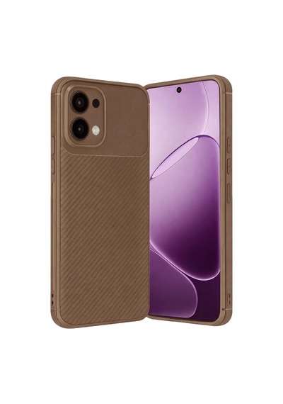 Oppo A6 Pro 4g Uyumlu Auto Focus Karbon Kapak - Kahverengi