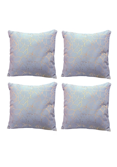 Soho Kumaş Altın Varak Desenli Dekoratif 4'lü Kırlent Yastık Kılıfı Seti 42 x 42  CM Açık Gri