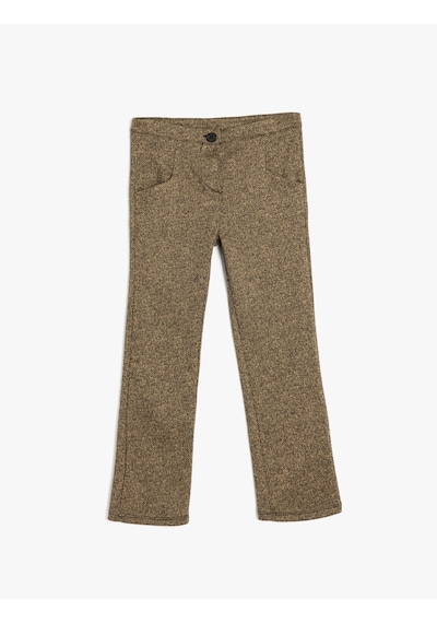 Koton Pantolon Slim Fit Beli Lastikli Cepli Viskon Karışımlı Kahverengi Desenli 5wkg40254ak Kahverengi Desenli Kahverengi