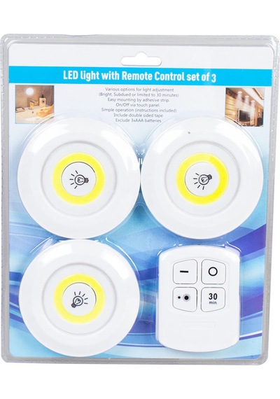 Uzaktan Kumandalı Kablosuz 3'Lü Led Spot Lambalar 3 Led+1 Kumanda