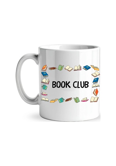 Book Club Yazılı Kupa Model 244 Kitap Temalı Renkli Baskılı Seramik Kahve Kupası Çok Renkli