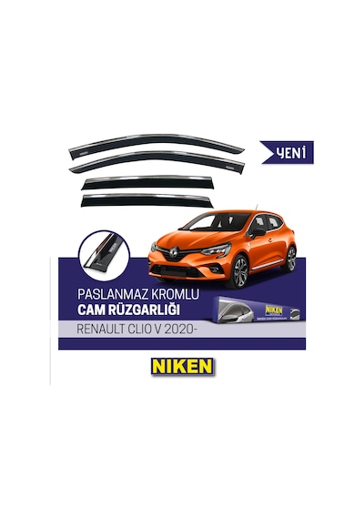 Renault Clio 5 Kromlu Cam Rüzgarlığı Niken 2020 Sonrası