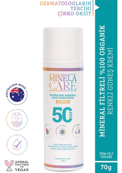 Minela Care Hydrating Mineral Filtreli Renkli Yüz Güneş Kremi SPF50 70 G