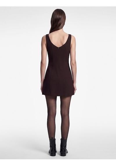 Koton Regular Fit A Kesim Kare Yaka Kolsuz Mini Elbise Kahverengi 7wak80030uw Kahve