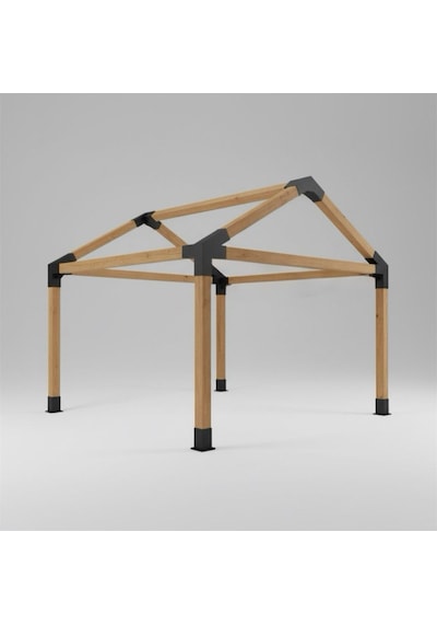 Ahşap Pergola-kamelya Çatılı Set Ahşaplar Hariç Siyah