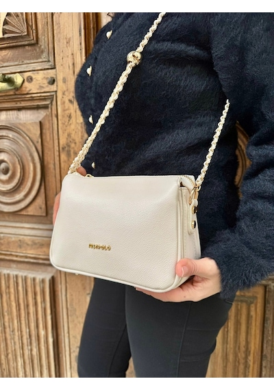 Just Polo Kadın Zincir Askılı Günlük Ve Özel Kullanıma Uygun Şık Tasarımlı Omuz & Çapraz Çanta Shoulder Bag Krem
