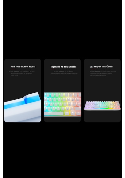 61 Tuş Kablolu Mekanik Klavye Değiştirilebilir Red Switch Rgb Bilgisayar Oyuncu Klavyesi 22 Modlu