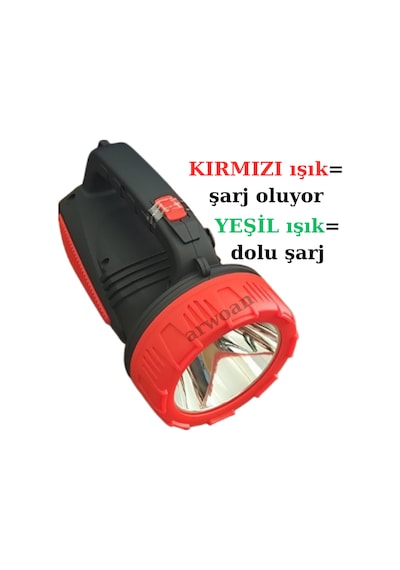 Şarjlı Led Projektör El Feneri 50 Saat Kısa Kademe - 15 Saat Uzun Kademe Kamp, Balıkçılık, Acil Durum Renkli