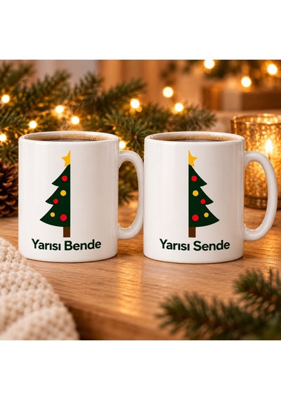 Storeşahin Yarısı Bende Yarısı Sende 2'li Porselen Kupa Seti - Model 402 Shn0720 Çok Renkli