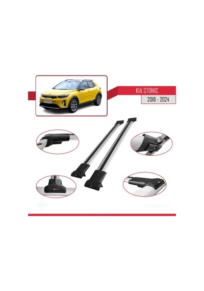Kia Stonic 2018 Ve Sonrası İle Uyumlu Fly Model Ara Atkı Tavan Barı Gri