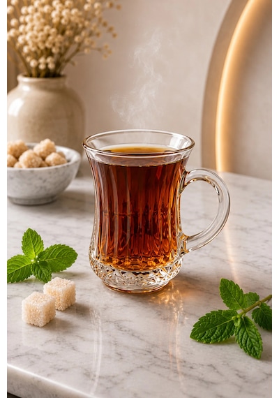 6 Lı Cam Kulplu Çizgili Çay Bardağı Bardak 120ml Pinterest Model Şeffaf
