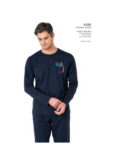 Pierre Cardin 6103 Erkek Uzun Kollu Bisiklet Yaka Pijama Takımı-lacivert Lacivert